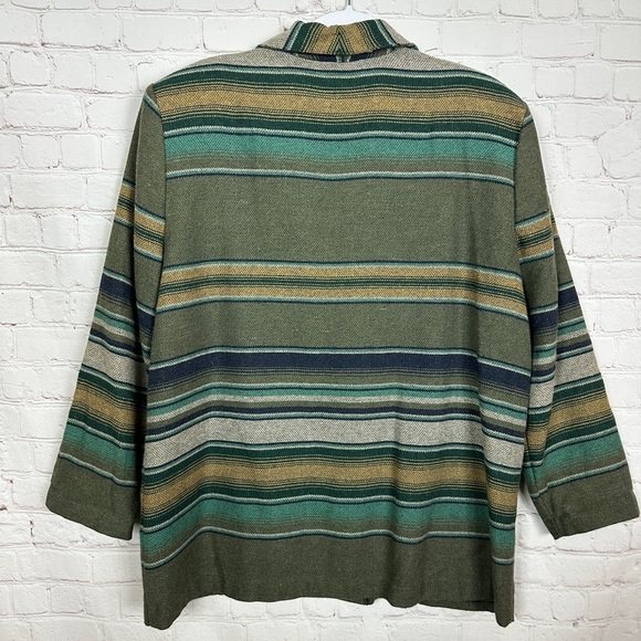 Blair green striped wool blend Aztec Western‎ Southwest blazer jacket sz 18 EUC - Picture 2 of 4